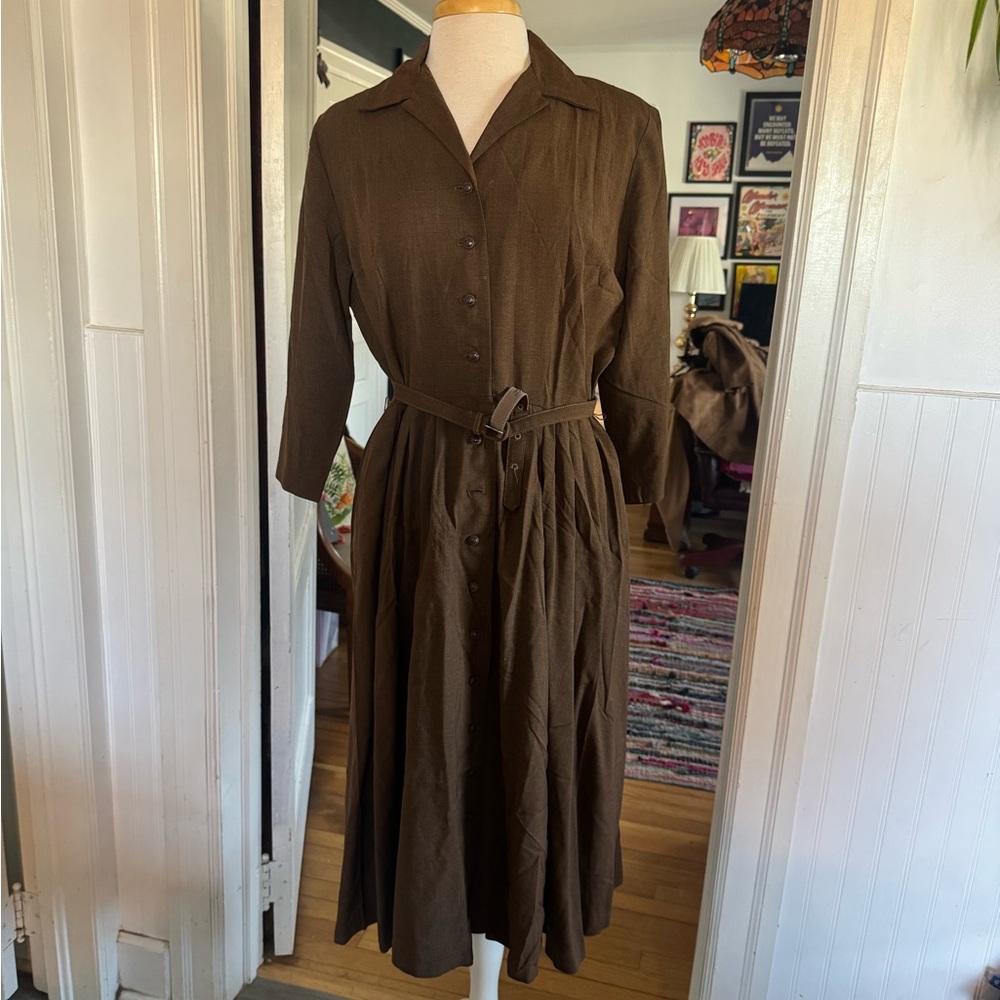 True Vintage 1950s Brown Shirtwaist Dress